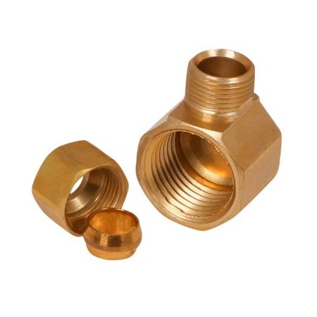 Everflow 3/8" O.D. COMP x 1/2" FIP Reducing 90° Elbow Pipe Fitting, Lead Free Brass C70R-3812-NL